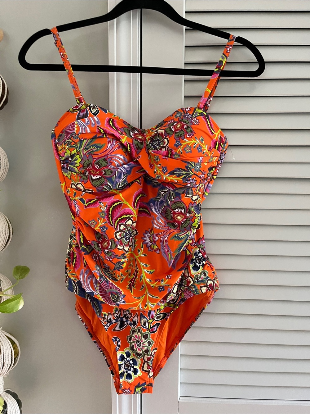 BCBGMaxAzria Orange Floral One-Piece Swimsuit